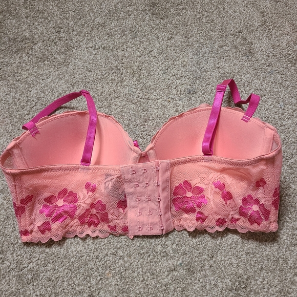 Pink Lace Bralette Bustier Bra Top - Picture 3 of 4